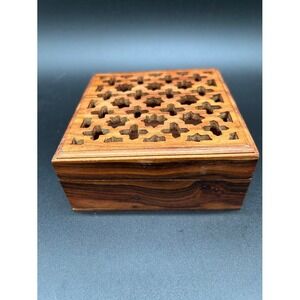 Hand Carved Indian Hardwood Wood box India‎ Intricate Trinket Box